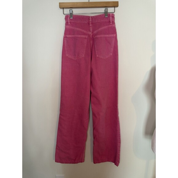 Zara High Rise Wide Leg Jeans Pink Sz 4 Barbie Preppy - Picture 4 of 7